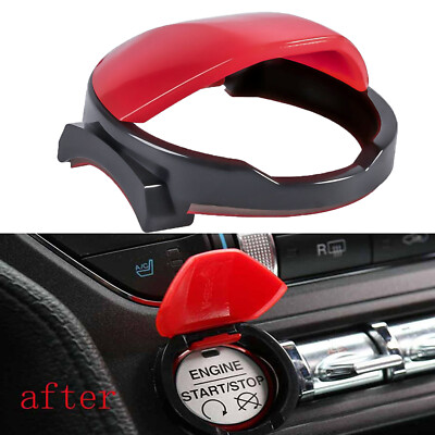 1x Red Engine Start/Stop Push Button Start Cover Trim For Ford Mustang 2015-2019