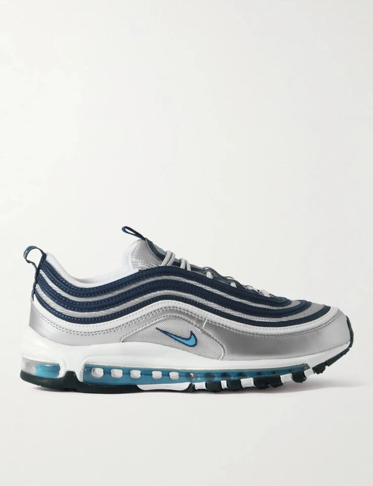 Nike Air Max 97 OG Leather Mesh Sneakers Metallic Silver/Chlorine Size 12 | eBay