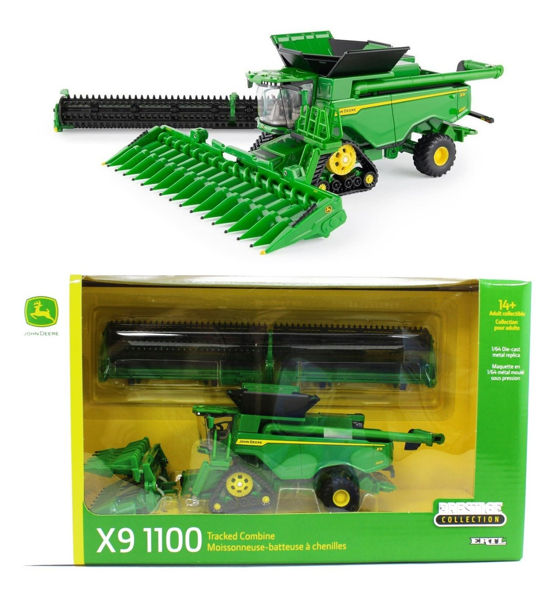 2022 ERTL 1:64 John Deere X9 1100 TRACKED COMBINE w/CORN & DRAPER