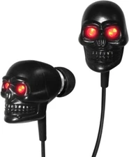 iHip Skull Earphone Eyes Flash Red LED Noise Isolating High Quality Sound 3.5mm