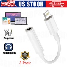 3Pack For Apple iPhone Headphone Adapter Jack 8 Pin to 3.5mm Aux Cord Dongle New