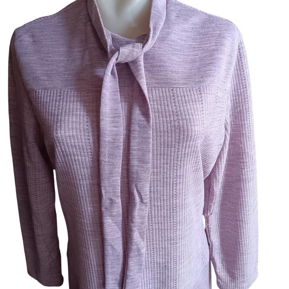 Винтажный леди Блэр розовый текстурированный вязаный длинным рукавом платье галстук шеи размер 14 1970-х - Изображение 3 из 4