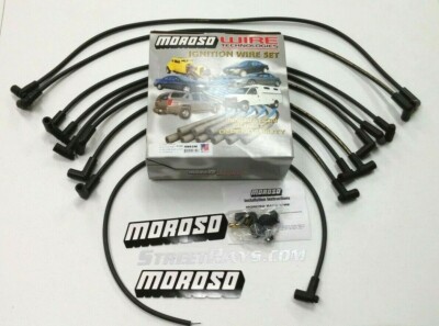 MOROSO SBC CHEVY 305 350 Spark Plug Wires HEI 90 Degree Boots (Over Valve Cover)
