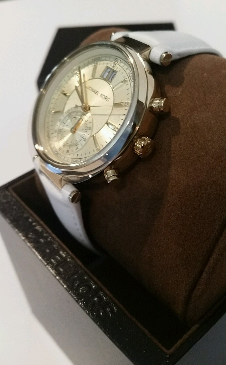 Nwt Michael Kors Sawyer Gold Tone Dual Time Chronograph  display picture 2