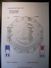 1933 FA Charity Shield Everton v Arsenal Matchsheet
