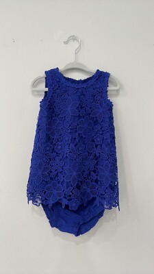 Kate Spade Girl's Sleeveless Floral Guipure Lace Blue Shift Dress Size 12 Months Kate Spade Girl's Sleeveless Floral Guipure Lace Blue Shift Dress Size 12 Months