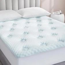 Memory Foam Queen Mattress Topper, Queen Mattress Pad Cover with Deep Pocket, Br