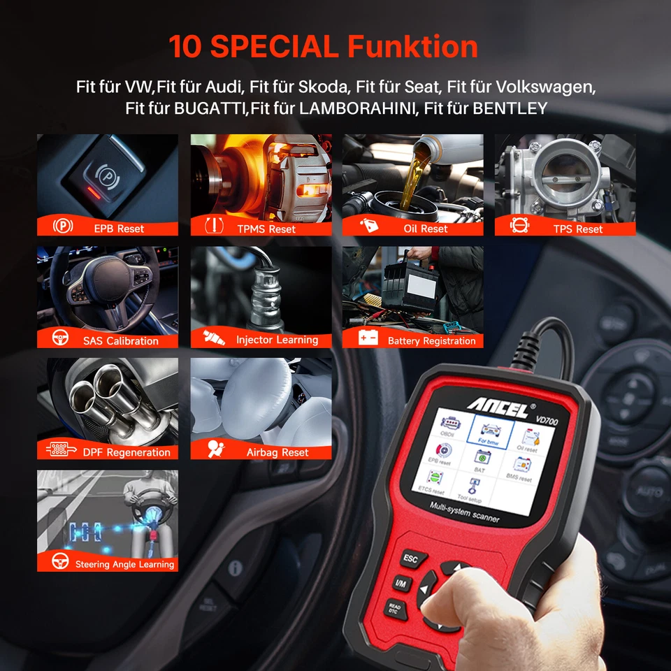 🔥 Ancel VD700 Pro Profi KFZ Diagnosegerät Auto OBD2 Scanner EPB DPF Für VAG - Bild 4 von 4
