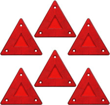 6-Pack Red Safety Reflector Warning Sign, Slow Moving Vehicle Triangle Safety