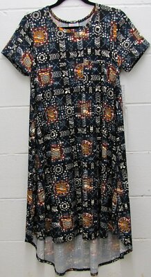 LuLaRoe Carly Flowy Dress Aztec Tribal Native Black Blue Gold Red S Small New