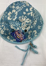 NEW Dorfman Pacific Kindercaps Bucket Hat/Cap 4-6X Blue White Leaves Snap Sides