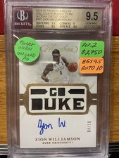 2019 Flawless Zion Williamson Gold Rookie Patch Auto RPA #4/10 BGS 9.5/ Auto 10