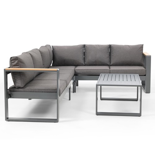 Aoodor 5PCS Outdoor Metal Sofa Aluminum Sectional Patio Furniture Set w/ Cushion