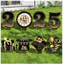 KatchOn Happy New Year Yard Sign 2025 - Pack of 8 | Happy New Year Yard Lawn ...