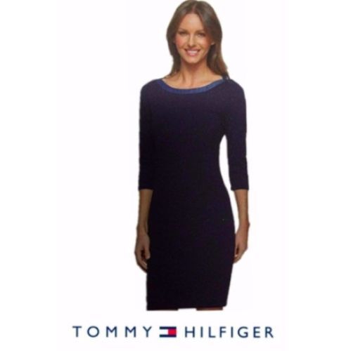 4 Sleeve Jersey Dress Navy 