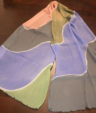 Lisa L. New York Colorful Crinkled Hanpainted Sheer 100 Silk Scarf
