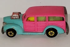 1979 Hot Wheels Woodie 1940's Stationwagon Pink Aqua, Yellow Interior Cal Custom