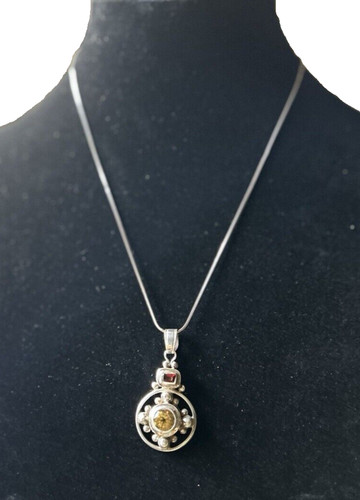 Artisan Handmade Unique Sterling Silver and Gemstone Pendant Necklace