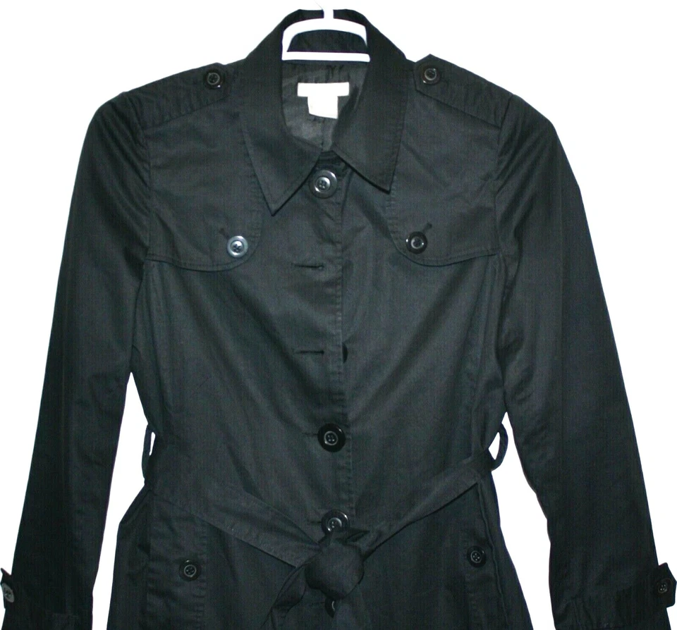 KENAR Black Lined Belted Light Topcoat skirt coat Trenchcoat WOMENS sz 10 EUC - Image 3 of 4