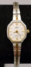 VTG Elgin Quartz EL132-012 Watch gold silver 18mm Stainless Womens for parts