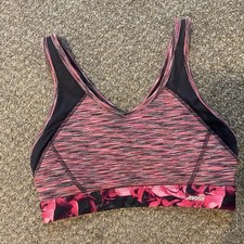 Avia Pink Floral Strappy Compression/Sports Bra Womens Size Small EUC