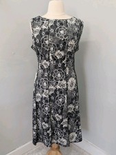 Perceptions Dress Plus 3X Black White Floral Liquid Knit Midi Stretchy 