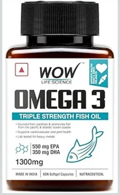 WOW Life Science Omega-3 Fish Oil 1300 Mg Triple Strength 550Mg Epa 350Mg...