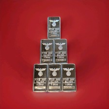 Six Collectable Silver Plated German Military Eagle WW2 Bullion Bars 
