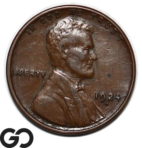 1924-D Lincoln Cent Wheat Penny, Choice AU Better Date