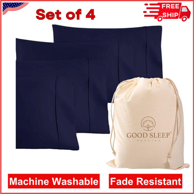 1000 TC Navy Blue King Pillowcases Set of 4 100% Egyptian Cotton Pillow Cases