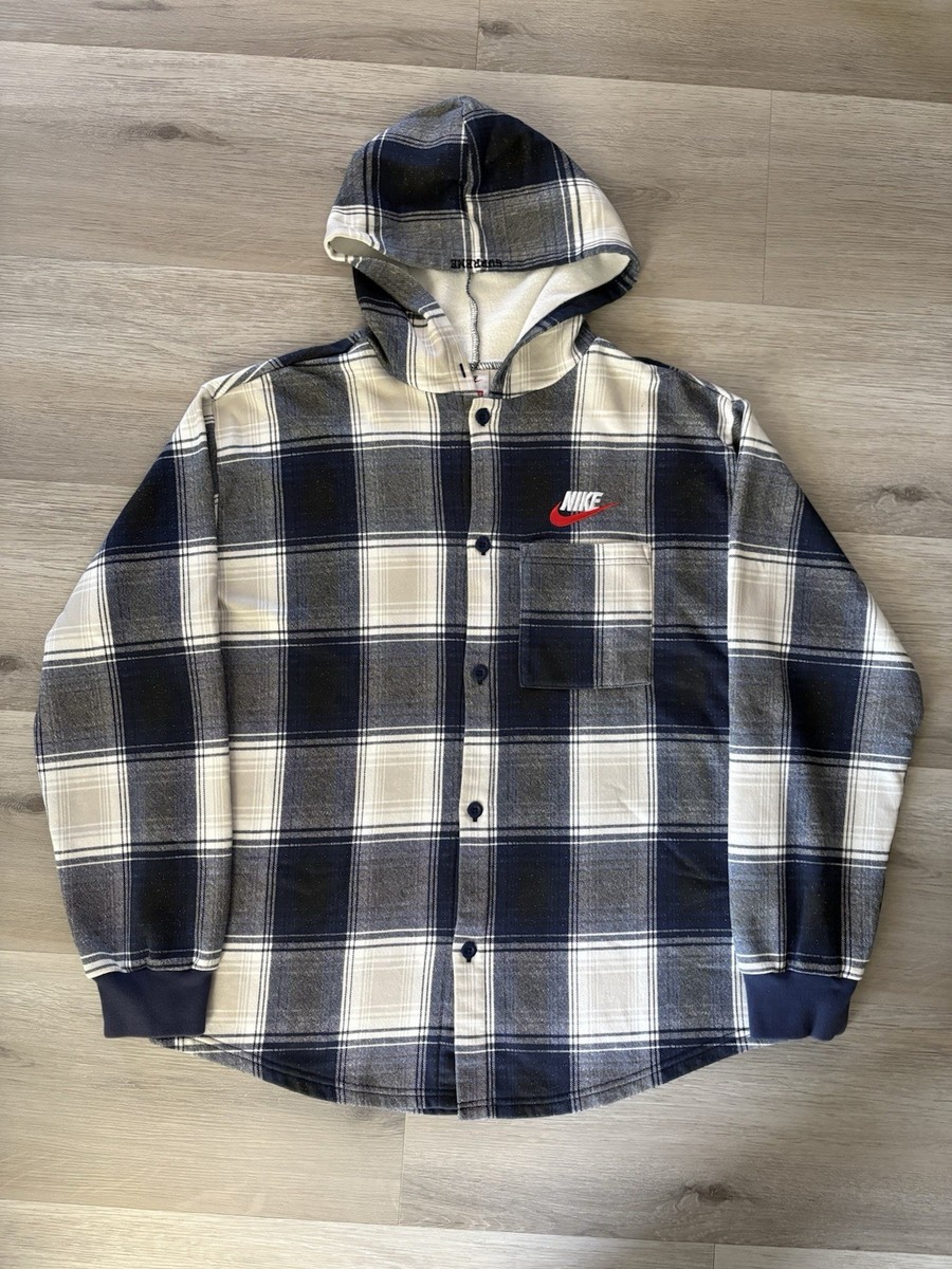 Supreme Nike Plaid Hooded Sweatshirt FW18 Size Large Flannel