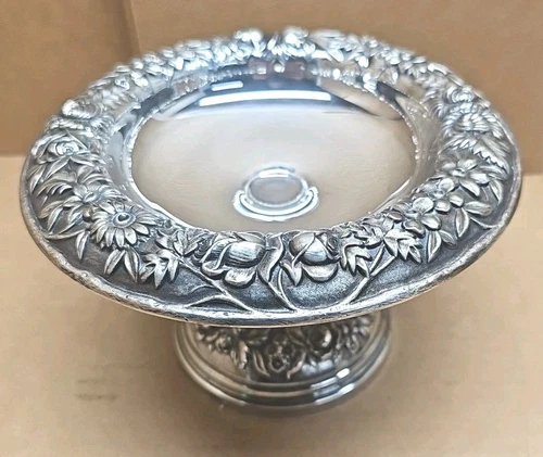 S. Kirk & Son Sterling Repousse Pedestal Bowl Compote 103 Weighted