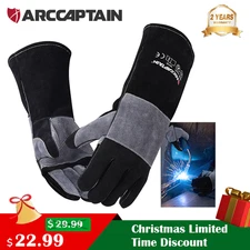 16" Leather MIG Welding Gloves 932℉ Heat/Fire Resistant Reinforcements Forge US