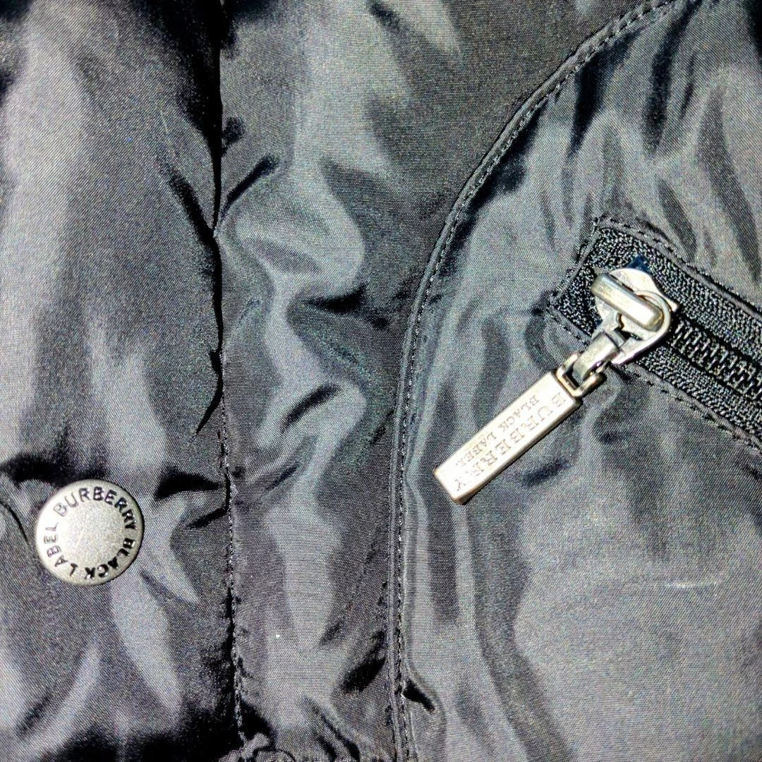 L BURBERRY BLACK LABEL Nova Check Down Cibo Pelliccia di Coniglio Uomo #ED ZHA