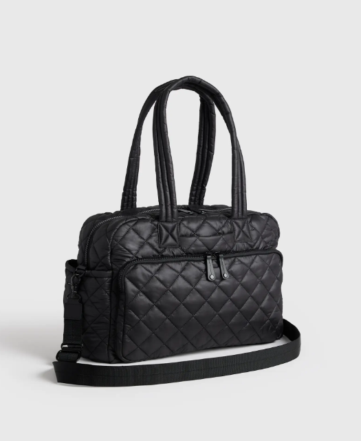 US Customized Quilted ボディー バッグ NWT QUINCE TRANSIT QUILTED DUFFLE TRAVEL DUFFEL BAG BLACK CARRYON