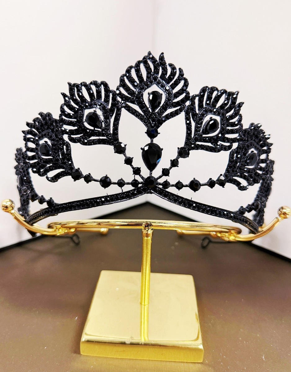 Black Queen Crown, Black Flower Headdress, Halloween 