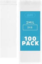 2"x8" Zip Bags 100 Pack 2 Mil Reclosable for Incense