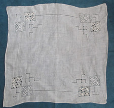 Vintage white crochet Irish linen handkerchief, hanky