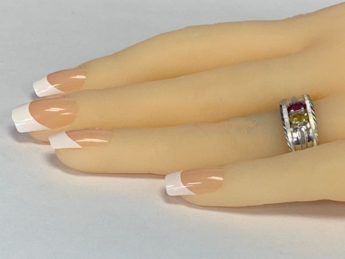 10k YELLOW GOLD LAB CREATED RUB & SAPPHIRE ESTATE RING