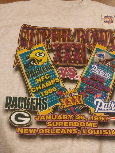 Green Bay Packers shirt sz. XL Super Bowl Champions XXXI NEW deadstock Vtg Gray - Picture 8 of 8