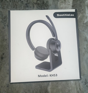 Soothielec KH53 Bluetooth Wireless Single-Ear Boom Mic Headset, Black + USB