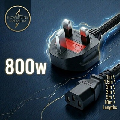 Netzkabel UK Stecker auf Kaltgerätekabel (PC Netz Wasserkocher Kabel) C13 1m/2m/3m/5m/10m Posten