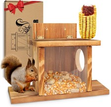Carbonized Wood Squirrel Feeder, Squirrel Feeders for outside Winte