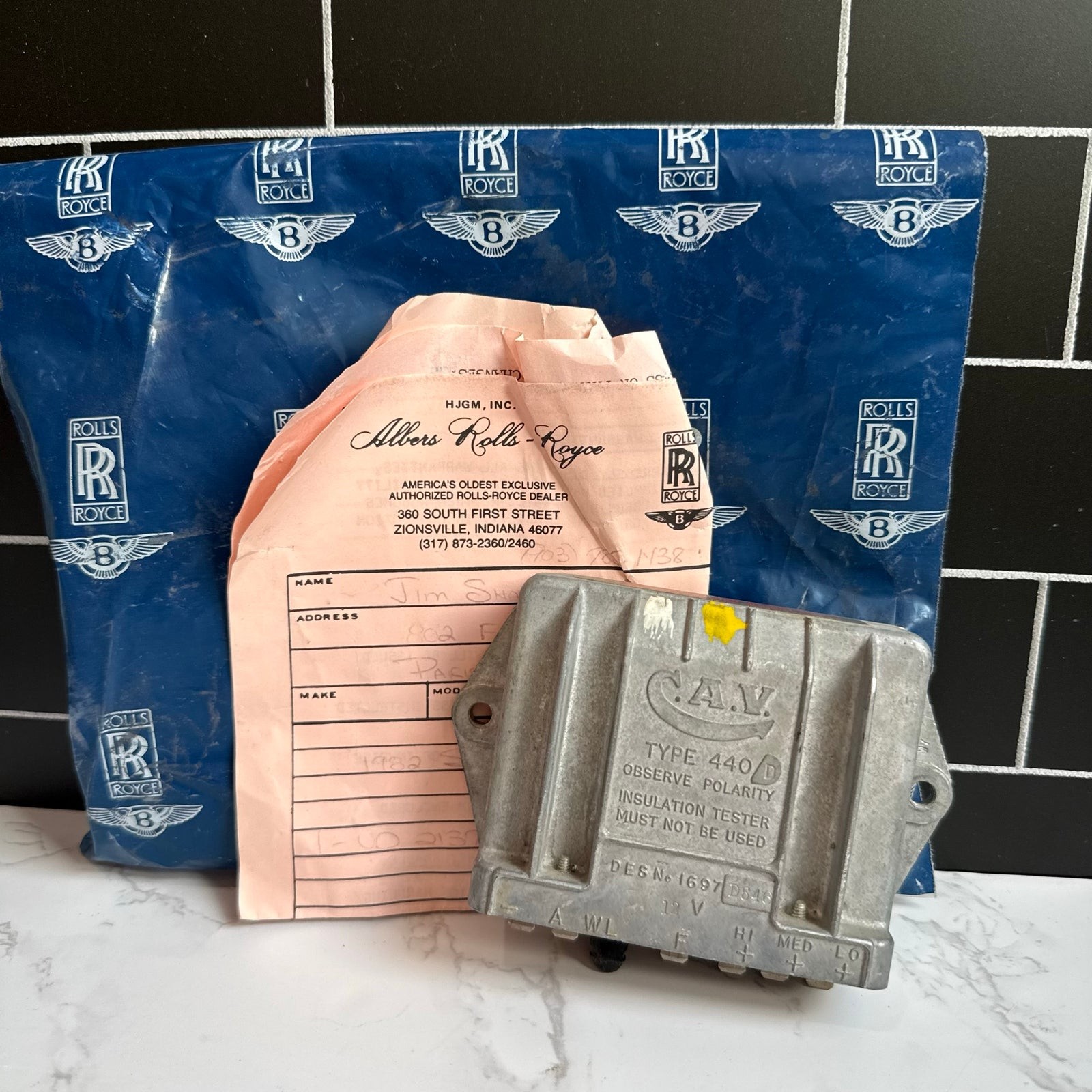 VTG Rolls Royce Silver Shadow T1 CAV 440/D 12V Volt Regulator 1995 Invoice Bag