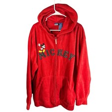 Disney Mickey Mouse Athletics Red Fleece Zip Up Hoodie Womens 3X Plus Size