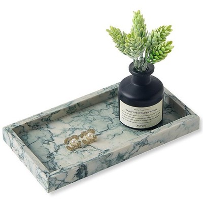 Natural Small Marble Vanity Tray, Luxury Stone Organizer for Bathroom & Kitch...