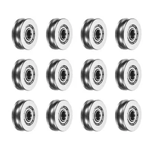 12 Pcs 3x12x4mm Small U Groove Ball Bearing Pulley Miniature Pulley for Rail