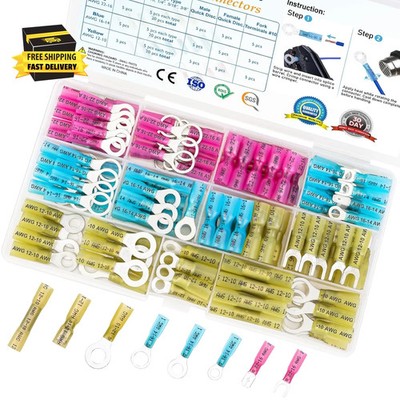 120Pcs Heat Shrink Wire Connectors, Waterproof Automotive Marine Electrical Term