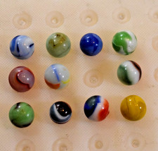 AKRO AGATE MARBLE KING GRASSHOPPER PELTIER GLASS RAINBO 11PC LOT MARBLES VITRO