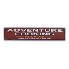 Adventure Cooking, Kitchen, Restaurant - Rustic Distressed Wood Sign